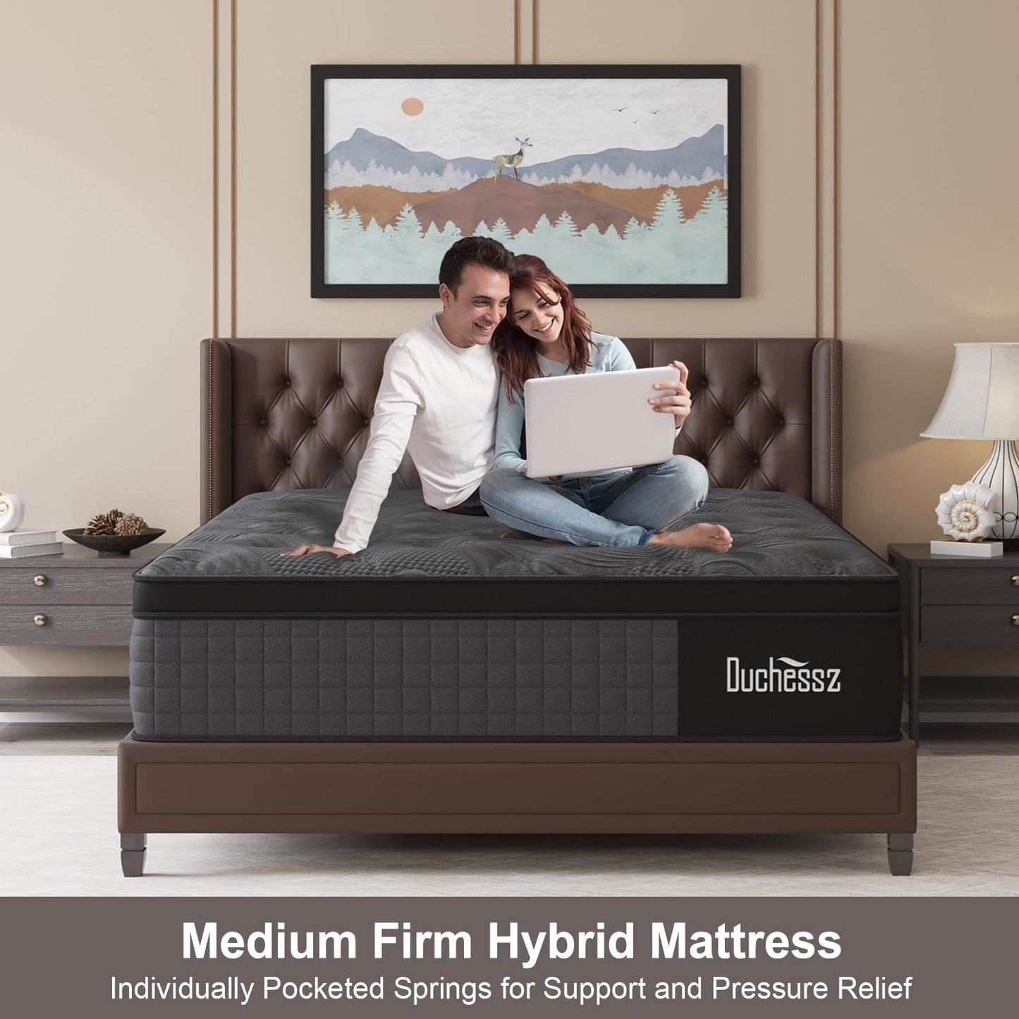 BedStory King Mattress, 12 Inch Cooling Gel Hybrid Mattress in a Box for Couples, Pressure Relief & Motion Isolation with