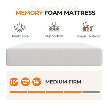 12 Inch Queen Size Memory Foam Mattress in a Box, Medium Firm Bed for Comfort & Pressure Relief, CertiPUR-US Certified