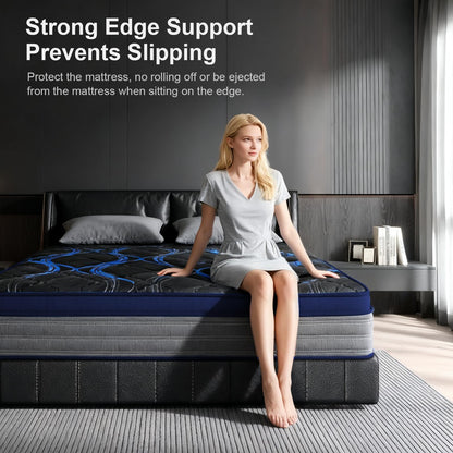 King Mattress, 12 Inch Medium Firm Hybrid Bed in a Box, Memory Foam with Zoned Pocket Coils, Motion Isolation & Edge Support