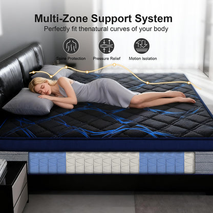 King Mattress, 12 Inch Medium Firm Hybrid Bed in a Box, Memory Foam with Zoned Pocket Coils, Motion Isolation & Edge Support