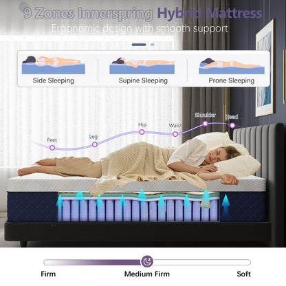 12 Inch Queen Size Hybrid Mattress in a Box, Memory Foam & Pocket Springs, Breathable Bed for Comfort, Support & Pressure Relief, CertiPUR-US, 60" × 80"