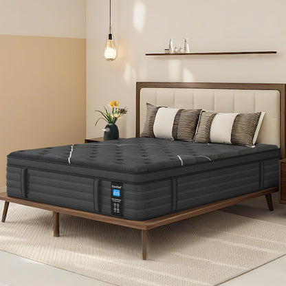 14 Inch King Hybrid Mattress | Extra Firm Gel Memory Foam | Flippable Dual Side, Lumbar & Hip Support | Fiberglass Free, CertiPUR-US Certified