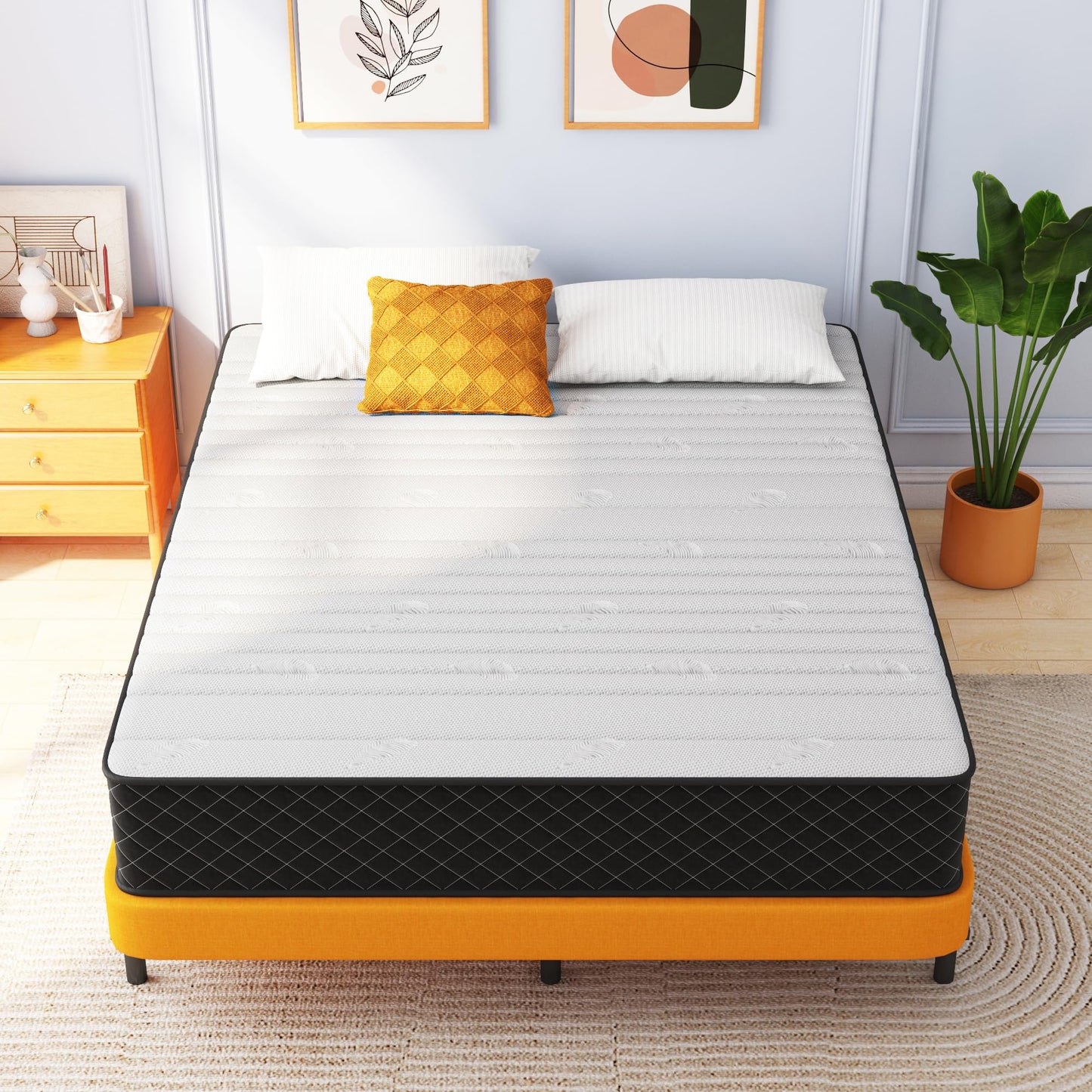 12 Inch Queen Hybrid Mattress | Memory Foam with Pocket Springs | Pressure Relief | Fiberglass Free