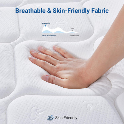 12 Inch Twin Size Hybrid Mattress in a Box, Multi-Layer Comfort Foam & Coils for Back Support, Medium Firm, Breathable