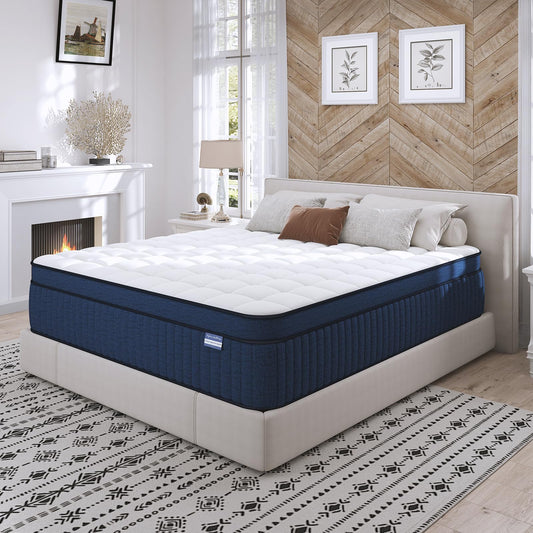14 Inch Queen Size Hybrid Mattress in a Box, Gel Memory Foam & Pocket Spring for Comfort, Pressure Relief, Edge Support