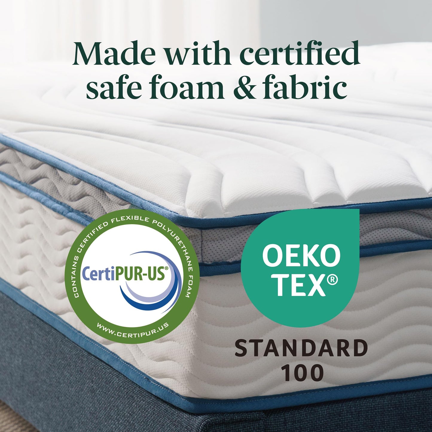 ZINUS 10 Inch Spring Sensation Hybrid Mattress [New Version], Queen, Fiberglass Free, Medium Firmness, Durable Support, Certified Safe Foams & Fabric, Mattress in A Box