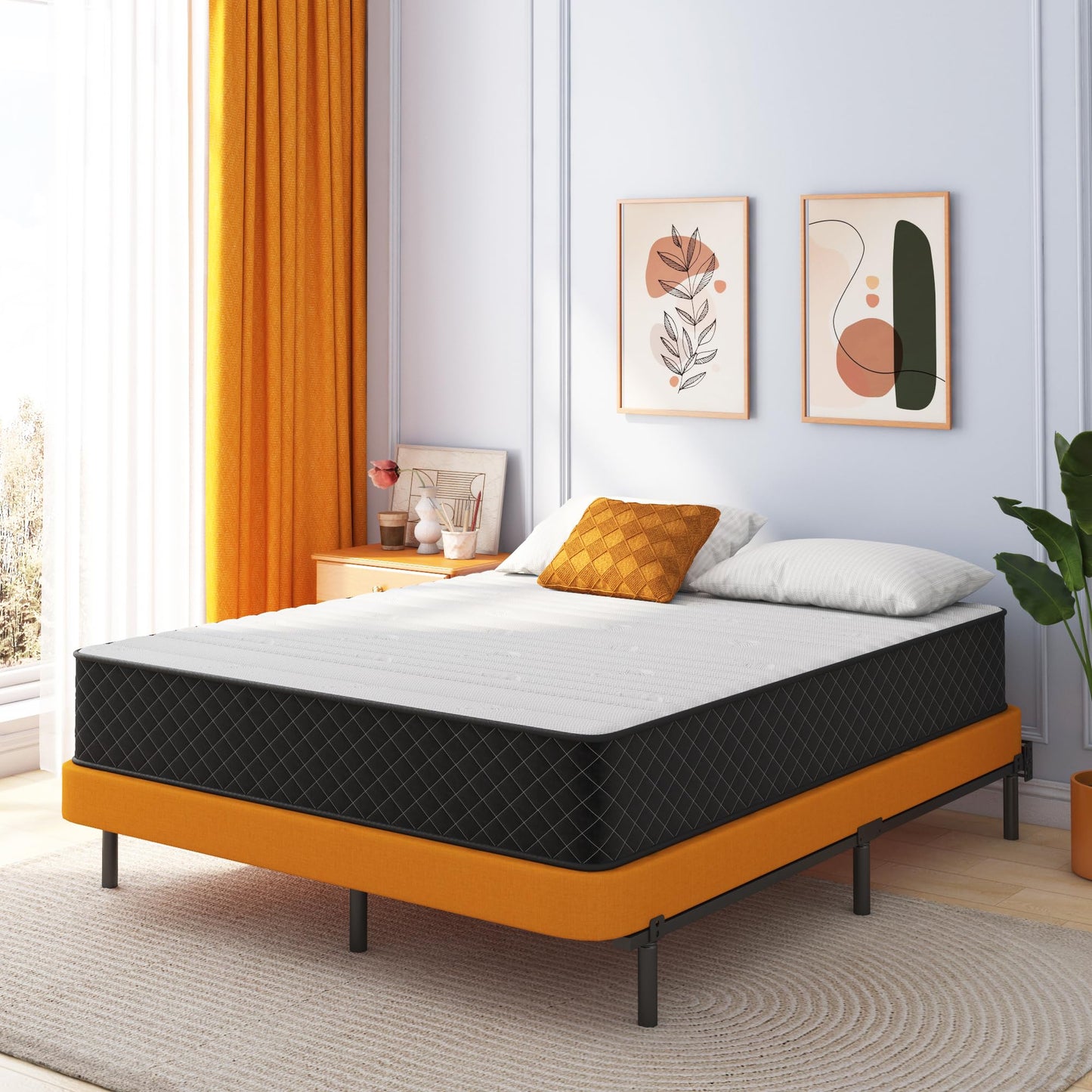 12 Inch Queen Hybrid Mattress | Memory Foam with Pocket Springs | Pressure Relief | Fiberglass Free