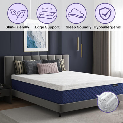 14 Inch Queen Size Hybrid Mattress in a Box, Memory Foam & Pocket Springs, Breathable Bed for Comfort, Support & Pressure Relief, CertiPUR-US, 60" × 80"