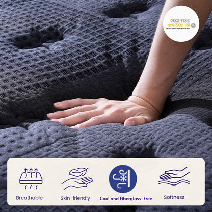 12 Inch Queen Hybrid Mattress | Medium Firm Memory Foam with Pocket Springs | Cooling, Pressure Relief | 120-Night Trial