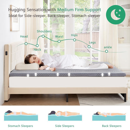 Queen Mattress Topper, 4 Inch Gel Infused Memory Foam Pad with Washable Cover, Cooling Comfort & Pressure Relief