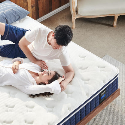 12 Inch King Size Hybrid Mattress in a Box, Tight Top Bed with Extra Lumbar & Hip Support, Medium Firm, Breathable