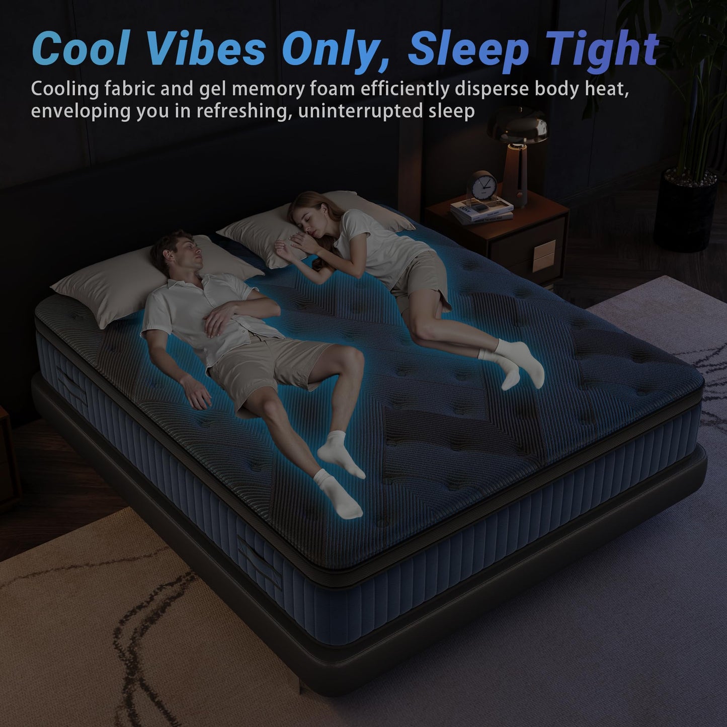 King Mattress, 12 Inch Hybrid Bed in a Box with Gel Memory Foam & Pocket Springs, Medium Firm Cooling Pressure Relief & Edge Support