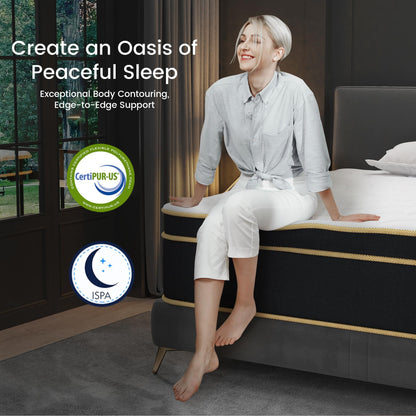 12 Inch Queen Size Hybrid Gel Memory Foam Mattress in a Box, Medium Firm Bed with Pocket Springs, Pressure Relief & Edge Support, CertiPUR-US