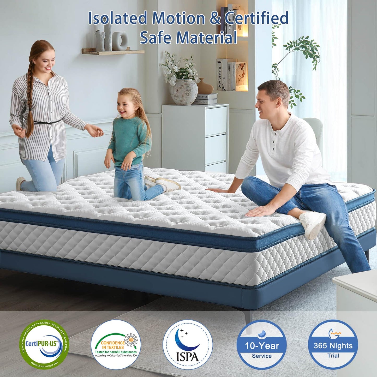King Mattress, 12 Inch Medium Firm Hybrid Bed in a Box, Memory Foam with Pocket Springs, Pressure Relief & Edge Support