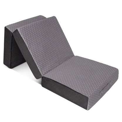 6 Inch Single Size Trifold Memory Foam Mattress, Portable & Foldable with Washable Cover, Guest Bed for Floor, RV, Travel, Camping & Sleepovers, 75" × 25"