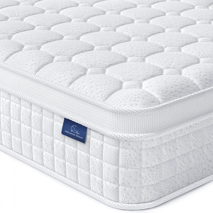 12 Inch Queen Hybrid Mattress | Memory Foam with Pocket Springs | Ergonomic Medium Firm Design | White