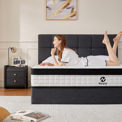 12 Inch King Size Hybrid Mattress in a Box, Memory Foam & Pocket Spring for Better Sleep, CertiPUR-US Certified