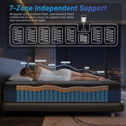 King Mattress, 12 Inch Hybrid Bed in a Box with Gel Memory Foam & Pocket Springs, Medium Firm Cooling Pressure Relief & Edge Support