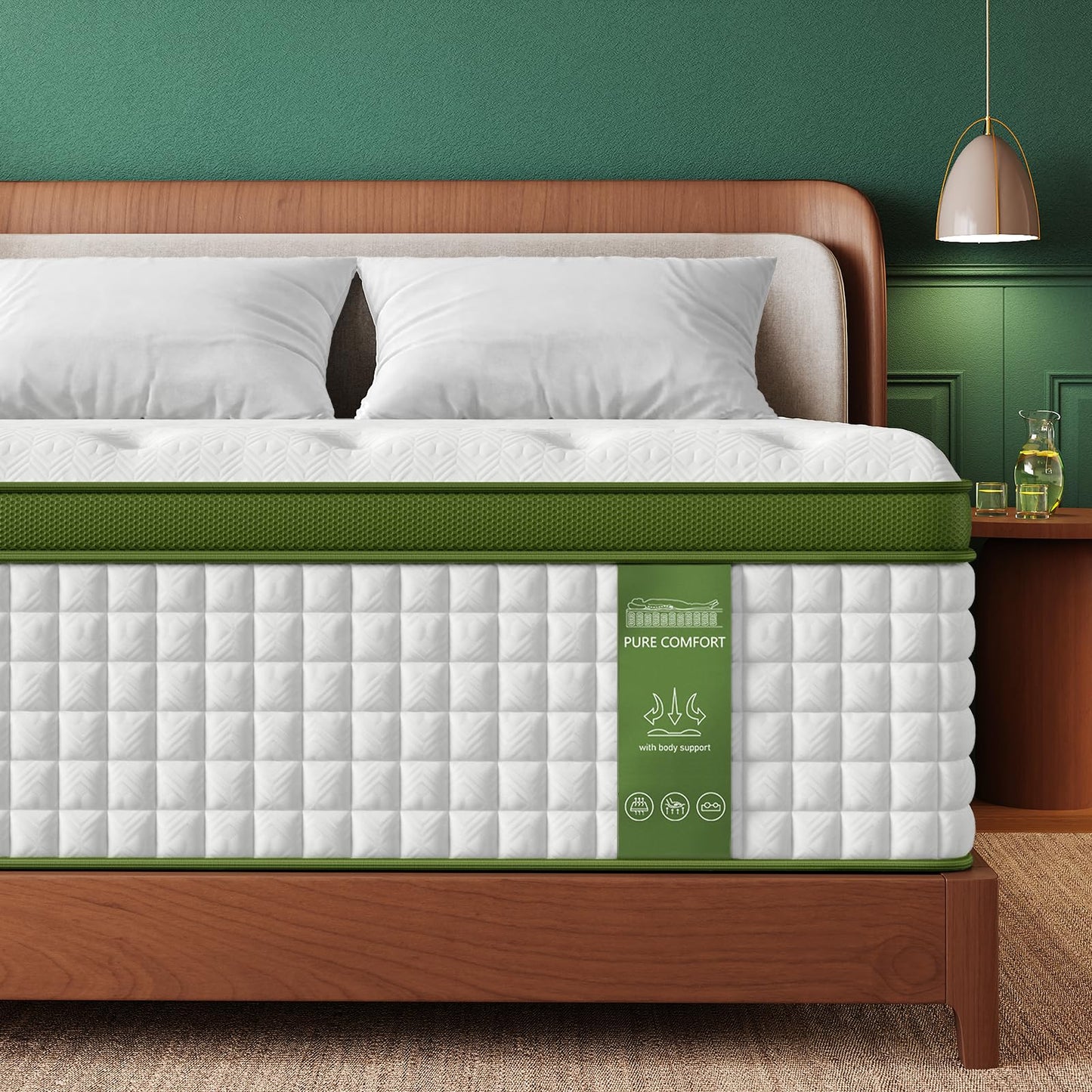 ZINUS 12 Inch Green Tea Essential Memory Foam Mattress, Queen, Medium Feel, Fiberglass-Free, Breathable Airflow Foam, Certified Safe, Mattress in a Box