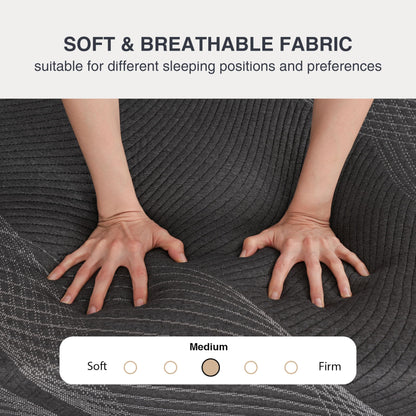 10 Inch King Size Charcoal Gel Memory Foam Mattress in a Box, Medium Bed, Cooling, CertiPUR-US Certified, Fiberglass-Free, Made in USA, 80" × 76"