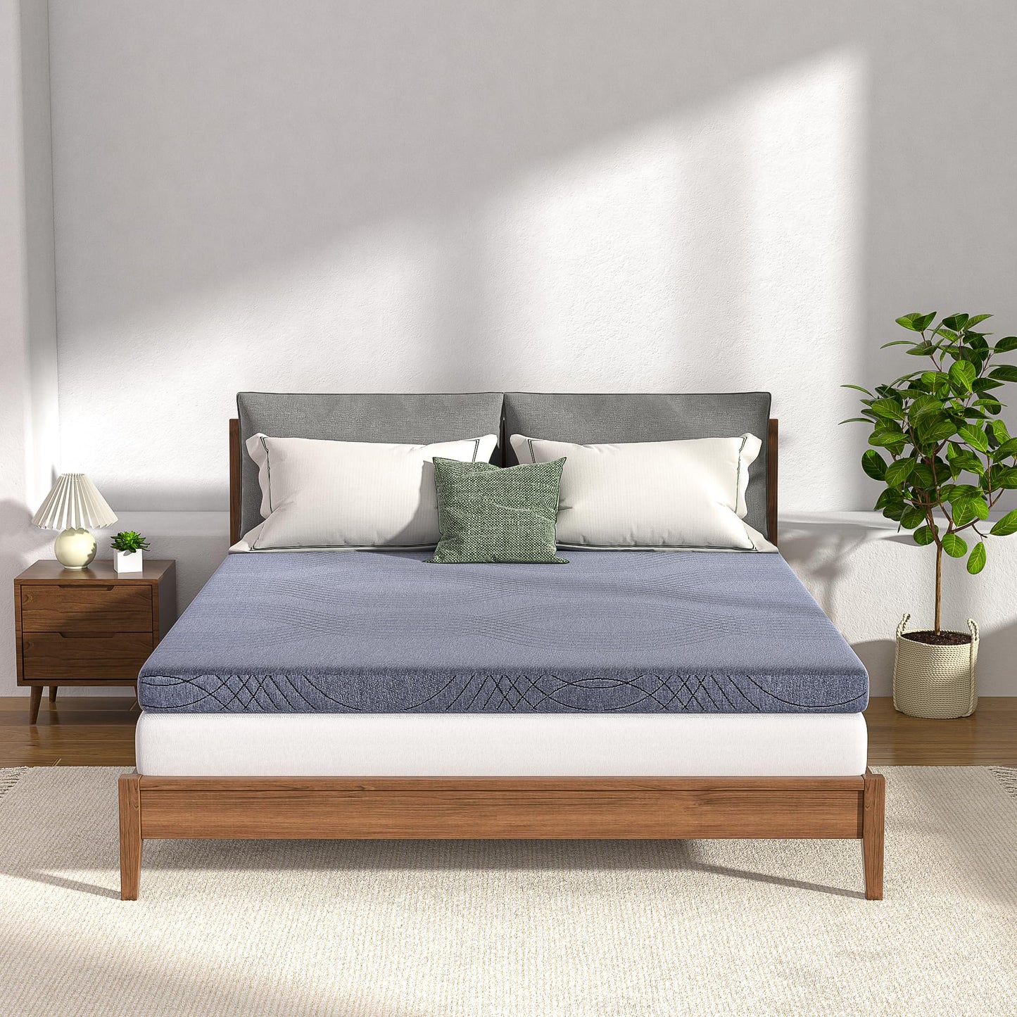 Queen Mattress Topper, 4 Inch Gel Infused Memory Foam Pad with Washable Cover, Cooling Comfort & Pressure Relief