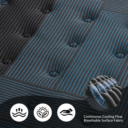 King Mattress, 12 Inch Hybrid Bed in a Box with Gel Memory Foam & Pocket Springs, Medium Firm Cooling Pressure Relief & Edge Support